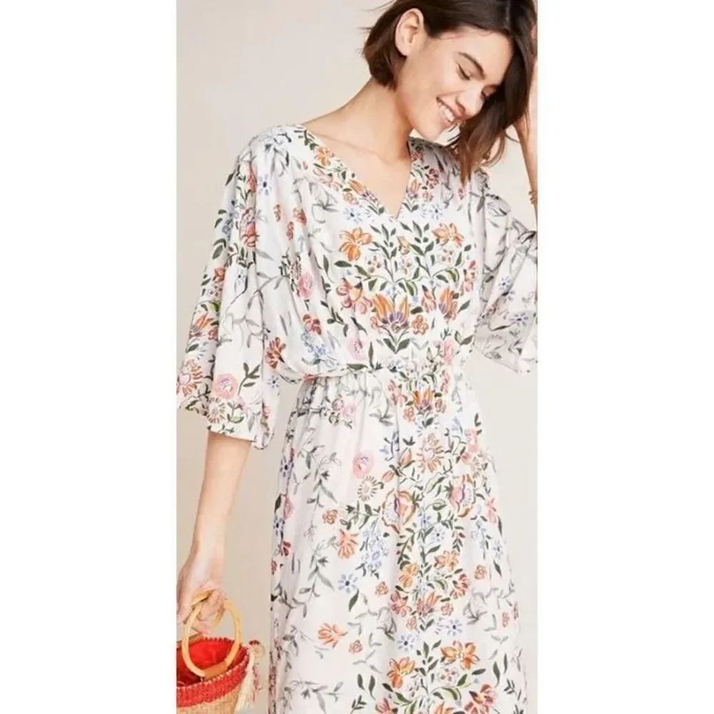 Anthropologie - NWT Laia Botanical Dress White